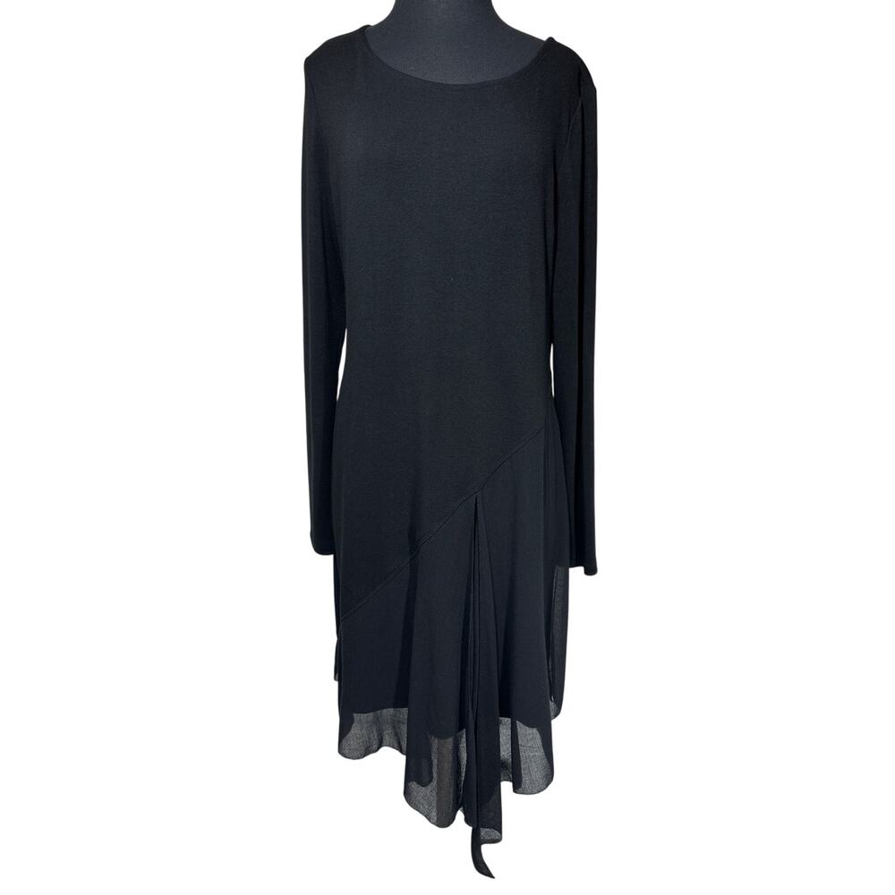 Peruvian Connection Knit Dress Asymmetrical Long Sleeve Black Size L Whimsigoth